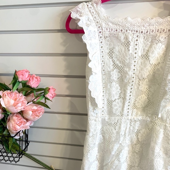White eyelet lace mini dress - Picture 3 of 13